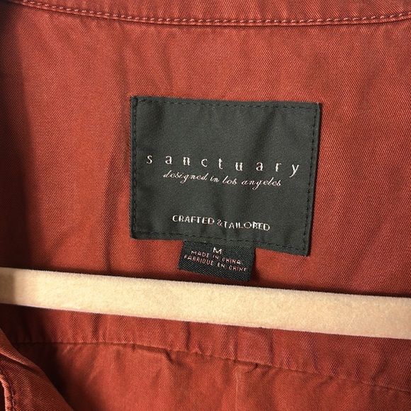 Sanctuary Lyocell Vest Open Front Tie Waist Rust Red Cargo Vest Sz Medium - Picture 7 of 15